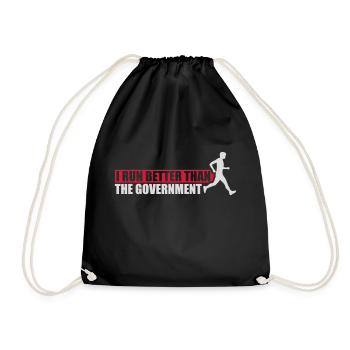 run better than government - Drawstring Bag - black - Front