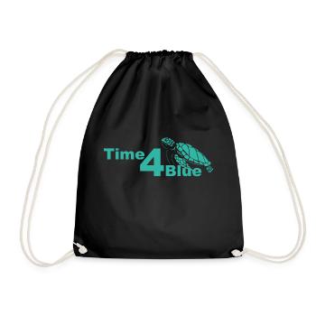 Time4Blue Logo Turquoise - Drawstring Bag - black - Front