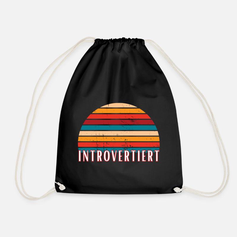Introvertiert Logo Retro Design - Turnbeutel - Schwarz