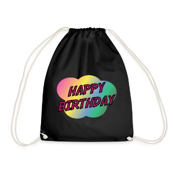 HAPPY BIRTHDAY. HAPPY BIRTHDAY. ANNIVERSARY. - Drawstring Bag - black - Front