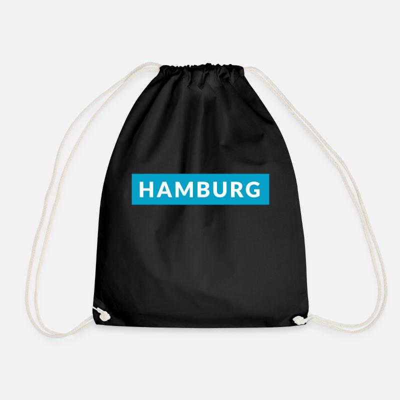 Hamburg on blue - Drawstring Bag - black