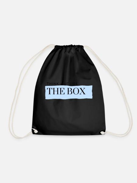 think outside the box - blue - Drawstring Bag - black