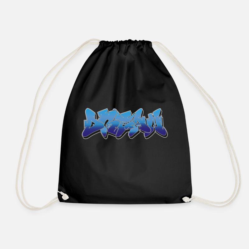 Dream graffiti style in blue - Drawstring Bag - black