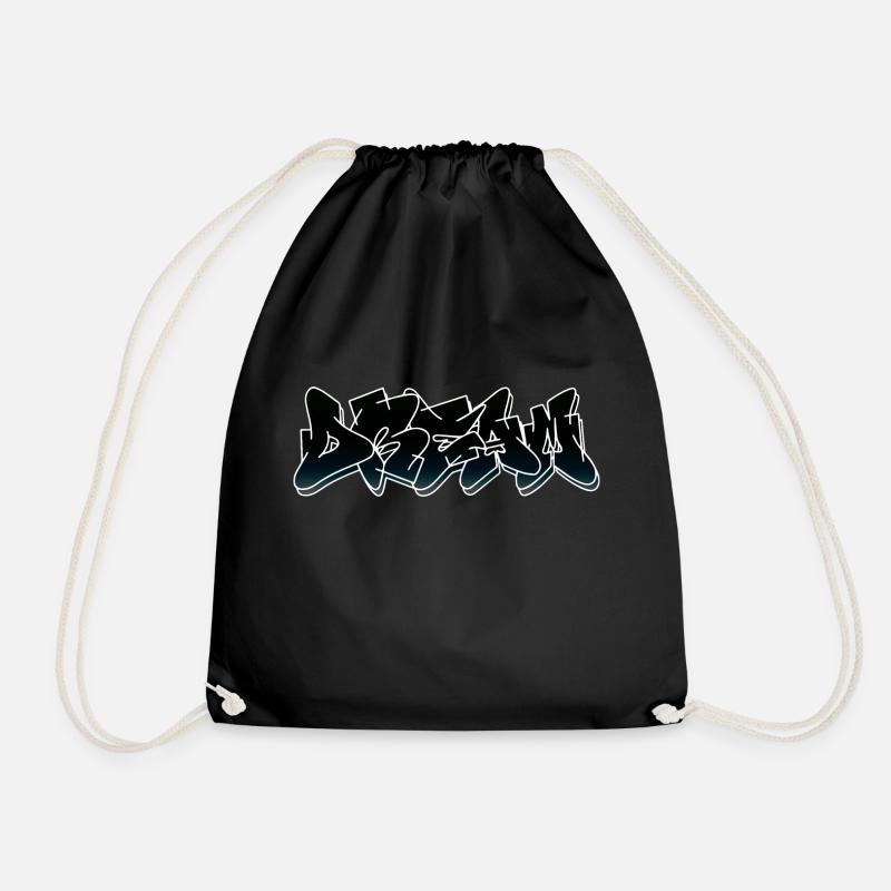 Dream graffiti style in black color - Drawstring Bag - black