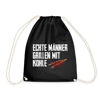 Echte Männer Grillen Mit Kohle - Turnbeutel - Schwarz - Vorne