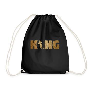 KING Soccer! Soccer! Ball! Present! - Drawstring Bag - black - Front
