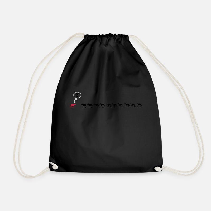 Moose 10 +1 =? confused Elk - Drawstring Bag - black