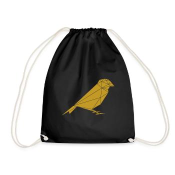 Vogel Spatz geometrisch - Turnbeutel - Schwarz - Vorne