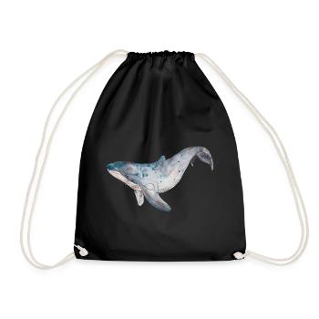Whale - Drawstring Bag - black - Front