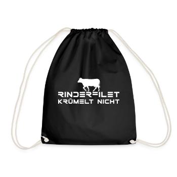 Rinderfilet krümelt nicht! grillen, Geburtstag Fun - Turnbeutel - Schwarz - Vorne