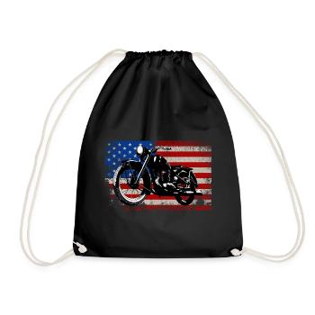 USA Drapeau vieille moto idées cadeaux motards - Sac de sport léger - noir - Devant