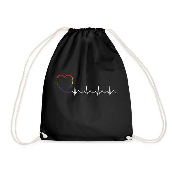 LGBT pulse gift saying pride rights - Drawstring Bag - black - Front