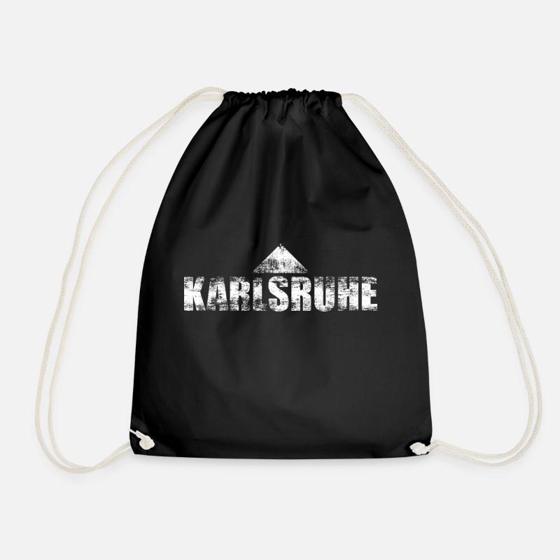 Karlsruhe Pyramid Retro Vintage White - Drawstring Bag - black