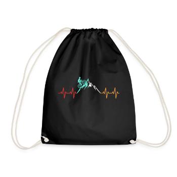 Bicycle Heartbeat Mountains Hikers - Drawstring Bag - black - Front