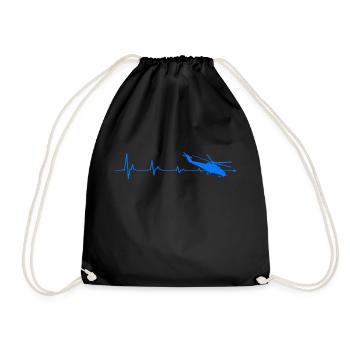 Helicopter Heartbeat Helicopter - Drawstring Bag - black - Front