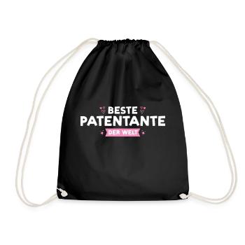 Patentante Familie Taufpatin Geschenk - Turnbeutel - Schwarz - Vorne