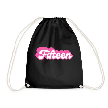 Fifteen Birthday - 15th Birthday Retro Pink - Drawstring Bag - black - Front