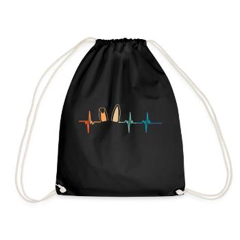 Heartbeat Bunny Ears - Drawstring Bag - black - Front