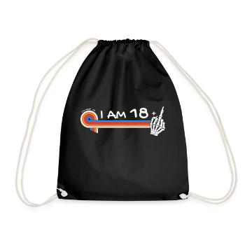 I Am 18 Plus Middle Finger - 19th Birthday - Drawstring Bag - black - Front