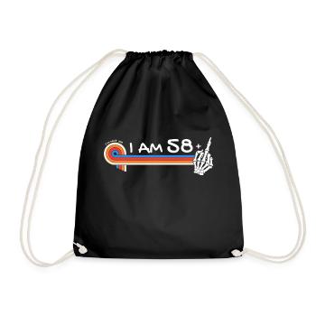 I Am 58 Plus Middle Finger - 59th Birthday - Drawstring Bag - black - Front