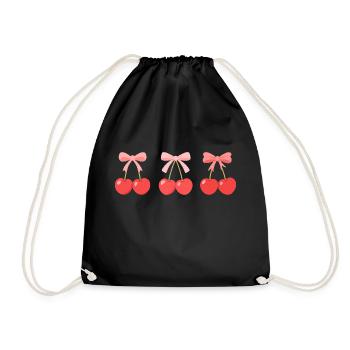 Kokette Schleife Ästhetik Kirsche Rot Rosa Kirsche - Turnbeutel - Schwarz - Vorne