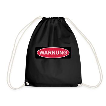 Warning - Drawstring Bag - black - Front