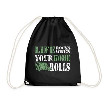 Camper Camping Life rocks when your home rolls - Turnbeutel - Schwarz - Vorne