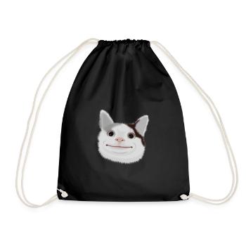 polite cat meme - Drawstring Bag - black - Front