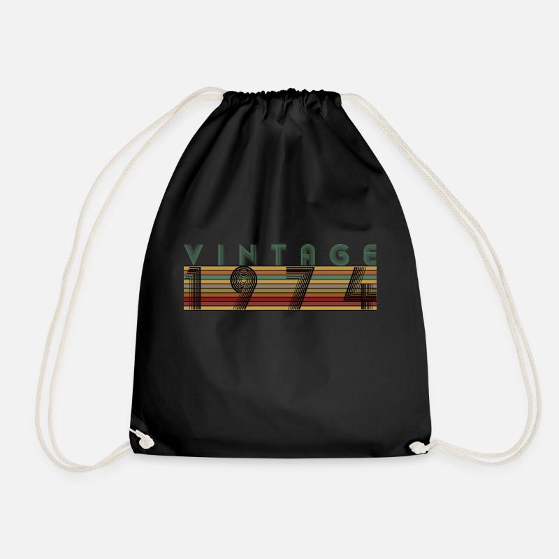VINTAGE 1974 - Drawstring Bag - black
