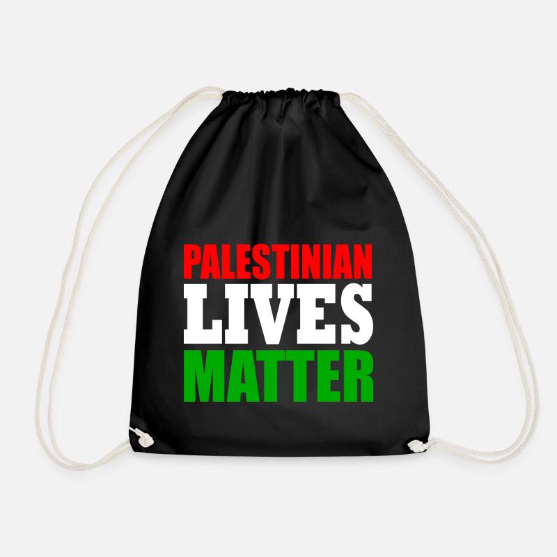 palestinian lives matter - Drawstring Bag - black
