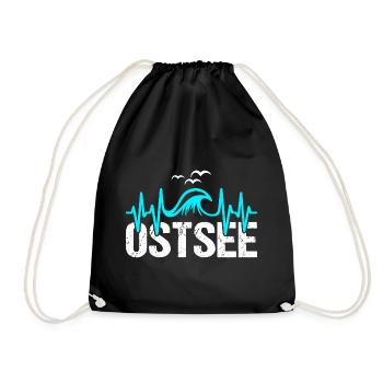 Ostsee Herzschlag Küste Meer Liebe - Turnbeutel - Schwarz - Vorne