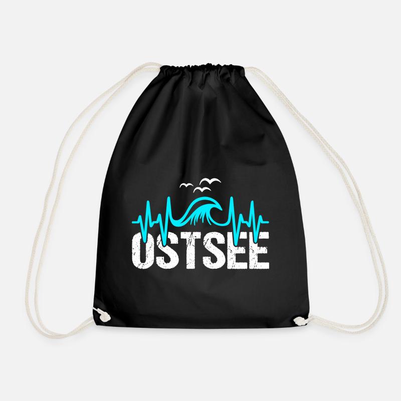 Ostsee Herzschlag Küste Meer Liebe - Turnbeutel - Schwarz