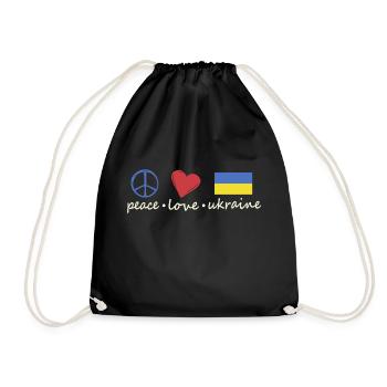 Peace Love Ukraine Stand for Ukraine Geschenk - Turnbeutel - Schwarz - Vorne