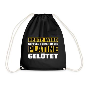 In Die Platine Gelötet - Lustiger Bier Spruch - Turnbeutel - Schwarz - Vorne