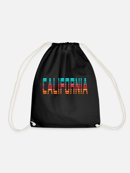 California - orange red blue - Drawstring Bag - black