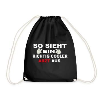 Cooler Arzt Rettungsdienst Sanitäter Spruch - Turnbeutel - Schwarz - Vorne