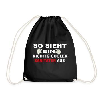 Cooler Sanitäter Notarzt Rettungsdienst Spruch - Turnbeutel - Schwarz - Vorne