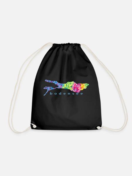 Bodensee colored blue font - Turnbeutel - Schwarz