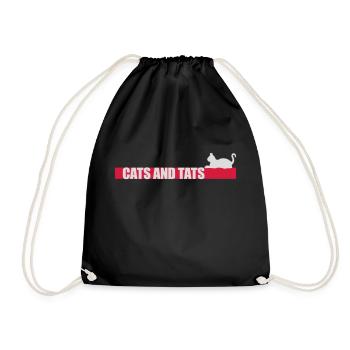 cats and tats quote - Drawstring Bag - black - Front