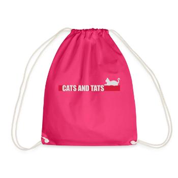 cats and tats Zitat - Turnbeutel - Fuchsia - Vorne