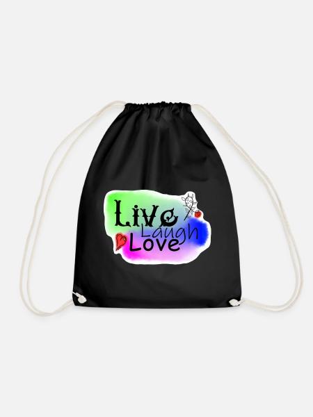 LiveLaughLove1 - Drawstring Bag - black