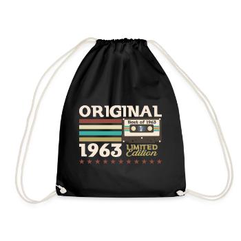 60e anniversaire Vintage cassette cassette, Vintage 1963 - Sac de sport léger - noir - Devant