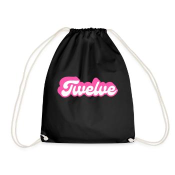 Twelve Birthday - 12th Birthday Retro Pink - Drawstring Bag - black - Front