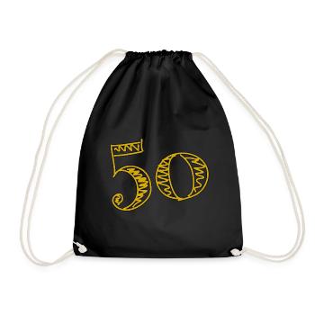 50. 50 YEARS. 50th ANNIVERSARY. 50 YEARS ANNIVERSARY. - Drawstring Bag - black - Front
