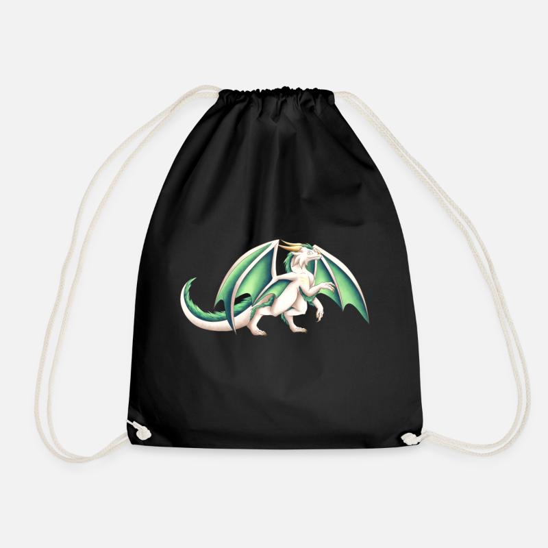 White Dragon - Drawstring Bag - black