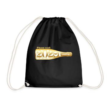 Please Wait 2025 Loading Funny New Year's Eve Design - Drawstring Bag - black - Front