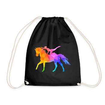 Voltigieren Akrobatik Reitsport Reiten Pferd bunt - Turnbeutel - Schwarz - Vorne