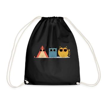 Chats cool avec lunettes de soleil – Géométrique - Sac de sport léger - noir - Devant