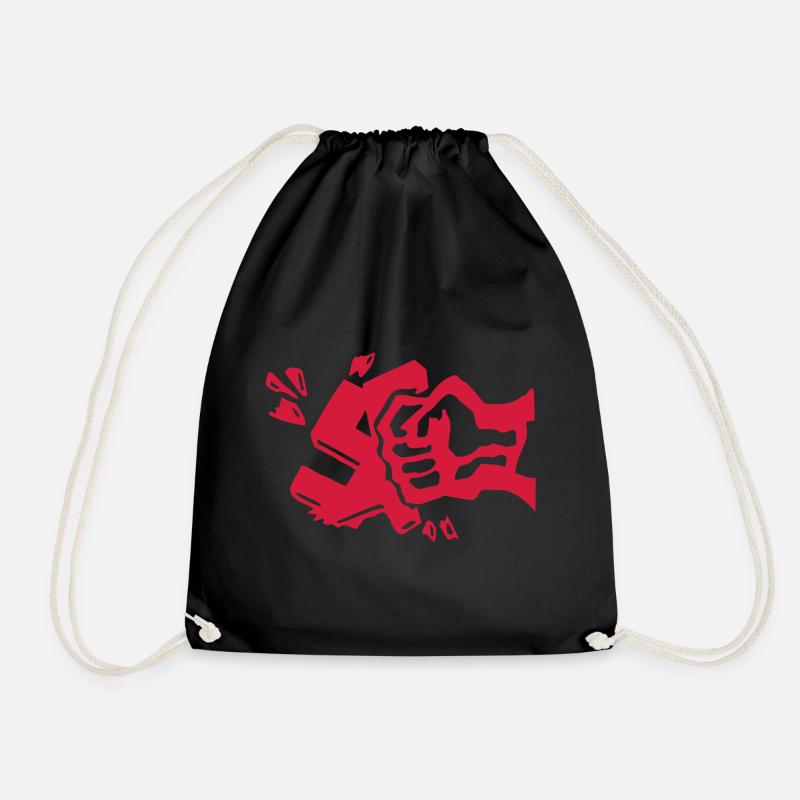 Against Nazis - Drawstring Bag - black