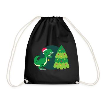 T-Rex hasst Weihnachten - Turnbeutel - Schwarz - Vorne